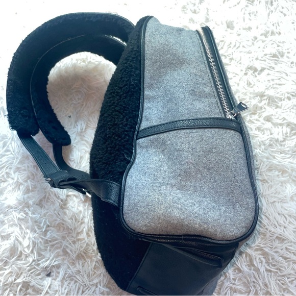 Adam Lippes for Target Shearling Backpack Handbag Bag Grey & Black Plaid Fur - Picture 6 of 16